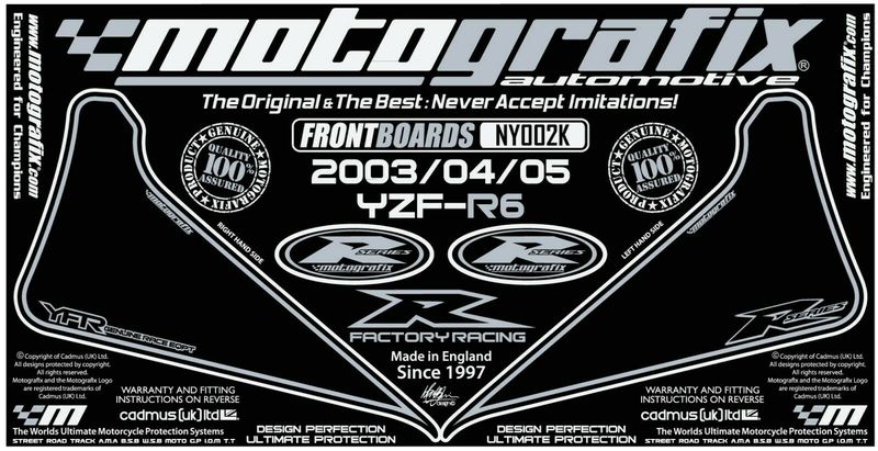 MOTOGRAFIX FRONT BODY PAD YAMAHA YZF-R6(02-05)Black with Metallic Silver NY002K