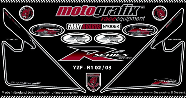 MOTOGRAFIX FRONT BODY PAD YAMAHA YZF-R1(02/03)BLACK NY005K